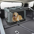  ONVAYA® Faltbare Transportbox Für Hunde & Katzen | XL | Faltbare Hundebox Oder Katzenbox Für Auto & Zuhause | Farbe Grau Schwarz