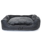  Waschbares Hundebett Mit Wendekissen, Größe L - Grau - 90*70 Cm
