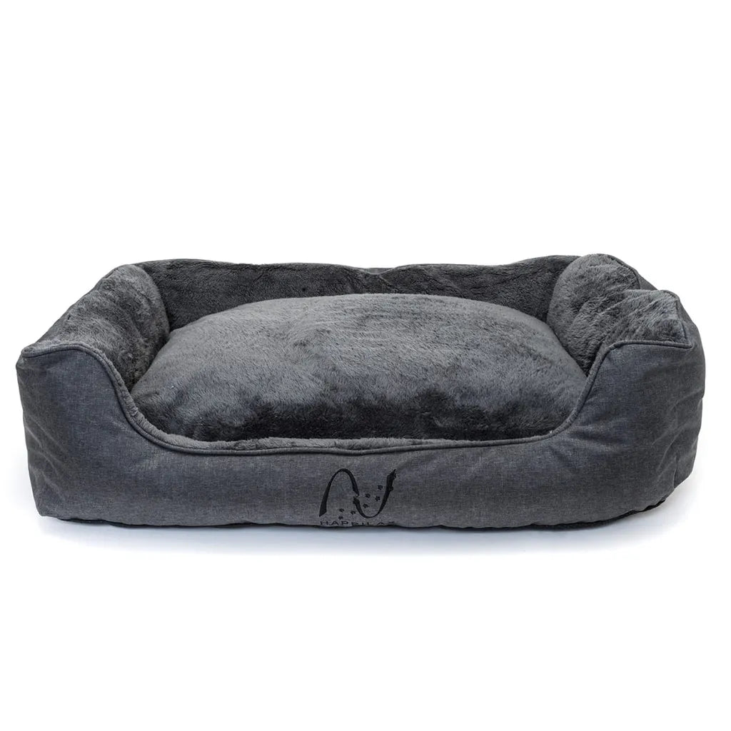  Waschbares Hundebett Mit Wendekissen, Größe L - Grau - 90*70 Cm