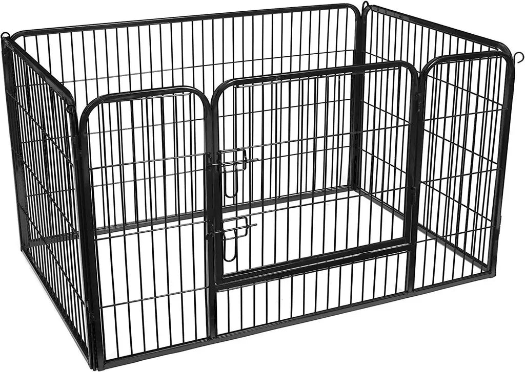  FEANDREA Welpenauslauf Aus Metall 122 X 80 X 70 Cm Welpengitter Welpenzaun Freilaufgehege Tierlaufstall Für Hunde Schwarz PPK04BK