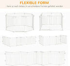  PawHut Welpenauslauf Freigehege Für Hund Schutzgitter Mit Tür Kaminschutzgitter Flexible Klappbar 8 Paneele Je 60 X 76 Cm Weiß