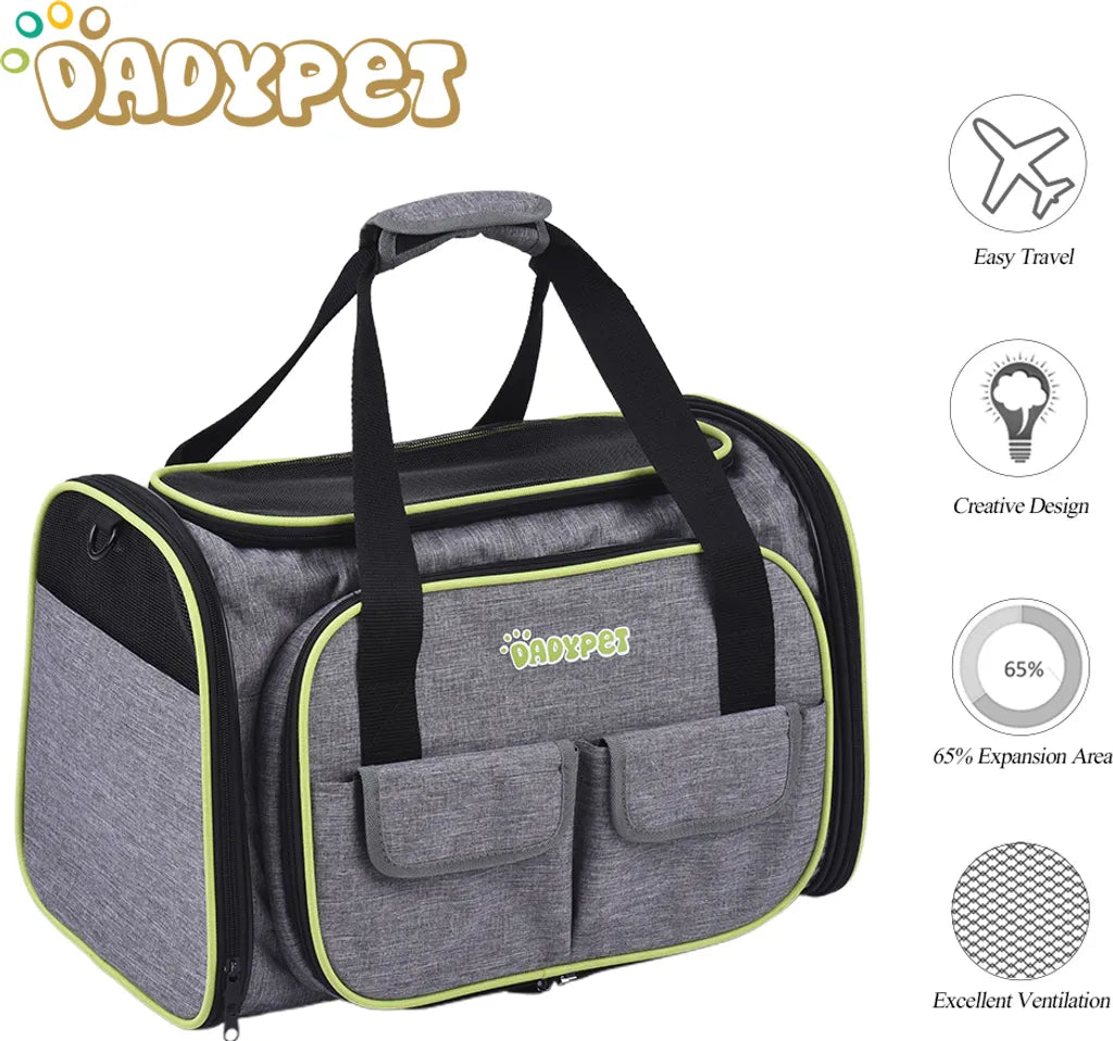  Transporttasche Katze Und Kleine Hunde Im Auto, Katzentransportbox Katzen Transporttasche & Hundebox Für Den Transport Von Hund & Katze Im Auto Oder In Der Bahn 44.5 * 33 * 28cm (Grau)