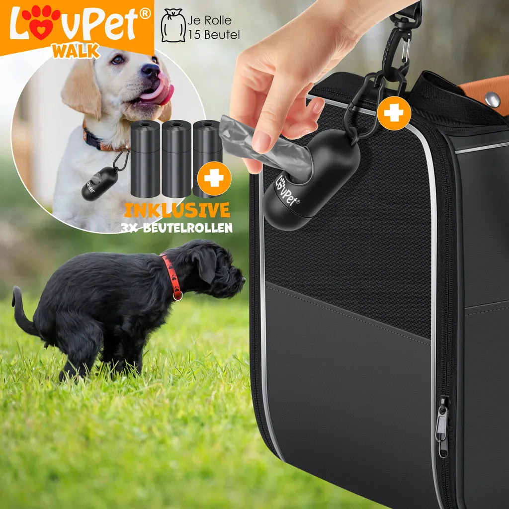  LOVPET® Hundebox Hundetasche Transportbox 2in1 Hunde & Katzentasche Hundetransportbox Inkl. Pet-Kissen + 3x Beutelrollen + Napf 44x31x36xm Transporttasche Für Haustiere, Haustiertransportbox, Farbe:Anthrazit