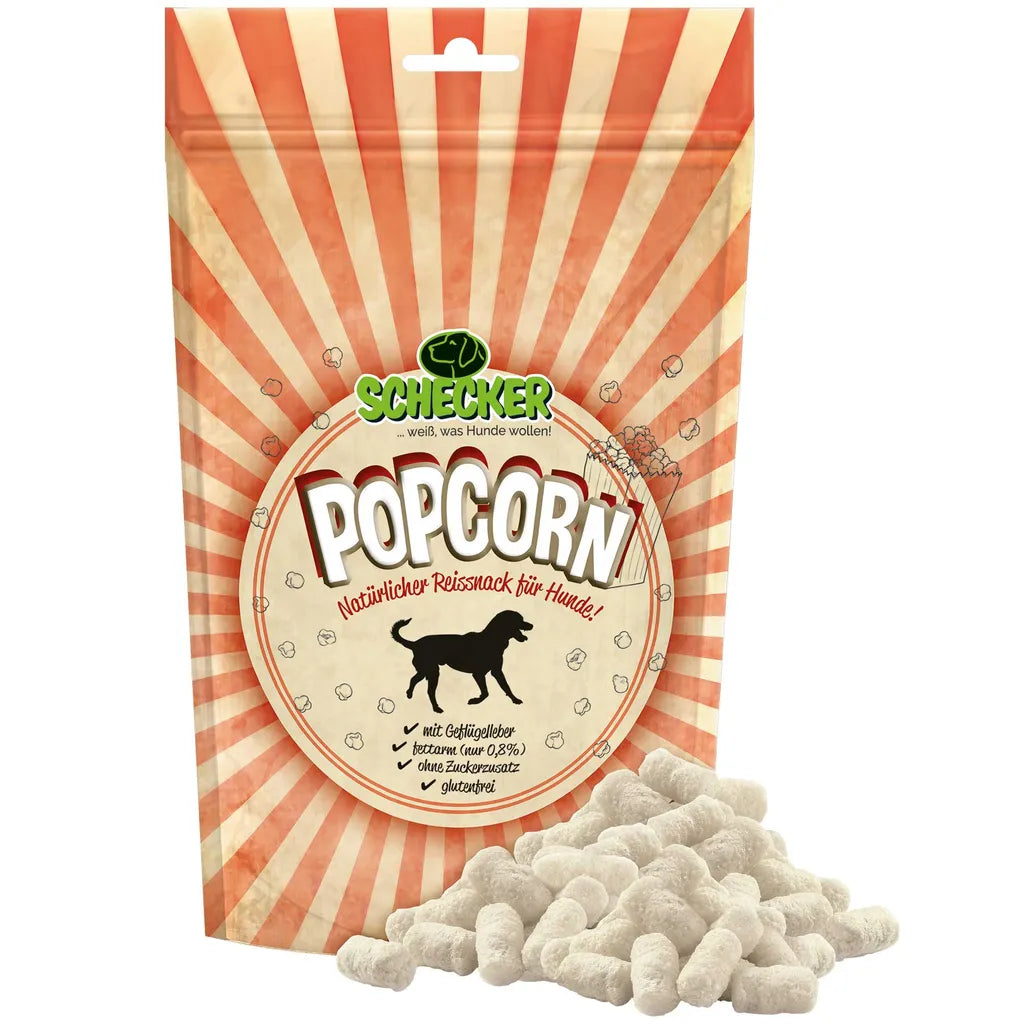  10x100g  - Schecker Popcorn Für Hunde - Lebergeschmack - Glutenfrei - Ohne Zuckerzusatz