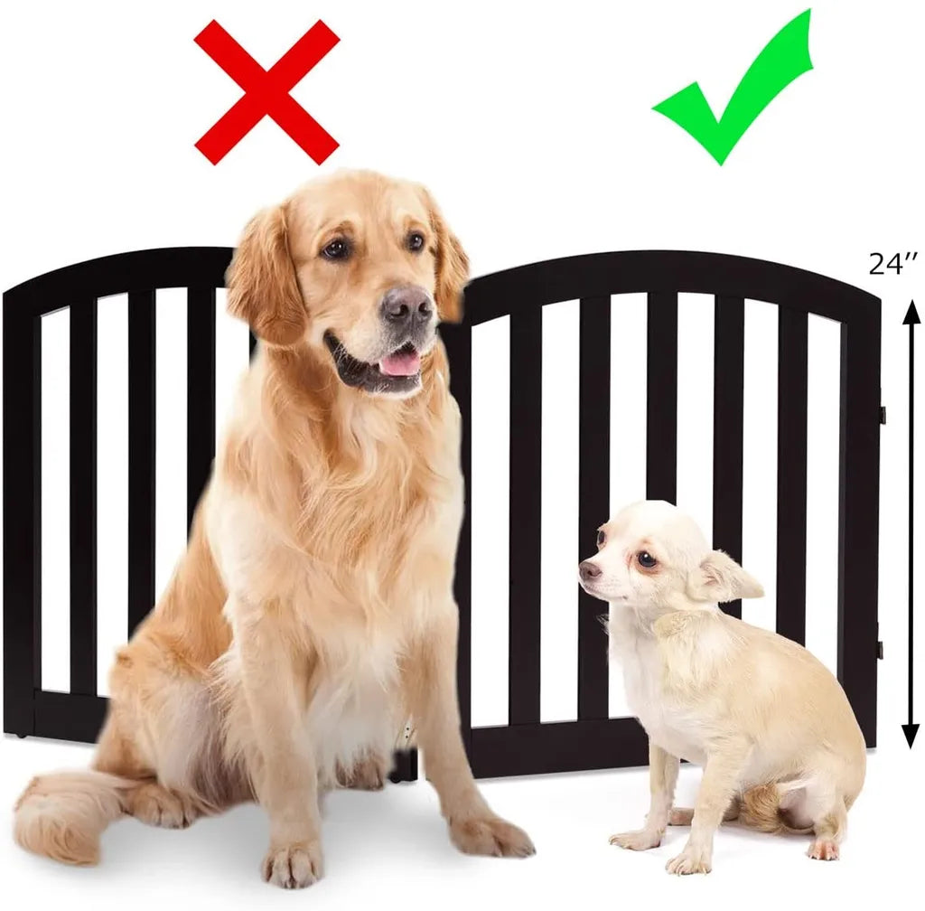  COSTWAY 2-teiliges Absperrgitter Hunde, Schutzgitter Holz Klappbar, Treppengitter Hundeabsperrgitter Türschutzgitter, Braun