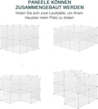  PawHut Freilaufgehege Laufgitter DIY Freigehege Gittergehege Absperrgitter Kleine Haustiere Laufstall Für Innen 12 Platten Weiß Metall PP-Harz 105 X 105 X 45 Cm