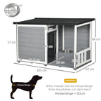  PawHut Hundehütte, Tannenholz, Hundehaus Mit 2 Schüsseln Und Terrasse, Kleintierhaus Für Kleine Hunde Mit Asphaltdach, Erhöhtes Design, Outdoor, Wetterbeständig, Grau, 103 X 62 X 60-66 Cm