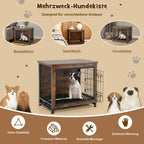  COSTWAY Hundekäfig Mit Doppeltüren, Hundebox 69x47x61cm Inkl. Herausnehmbares Tablett & Gittertüren, Haustierkäfig, Beistelltisch, Braun
