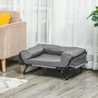  PawHut Hundesofa 2 In 1 Haustiersofa Und Hundeliege Katzensofa Erhöhtes Hundebett Schlafplatz Für Katzen Hunde Abnehmbar Oxfordstoff Grau 80 X 59 X 36 Cm
