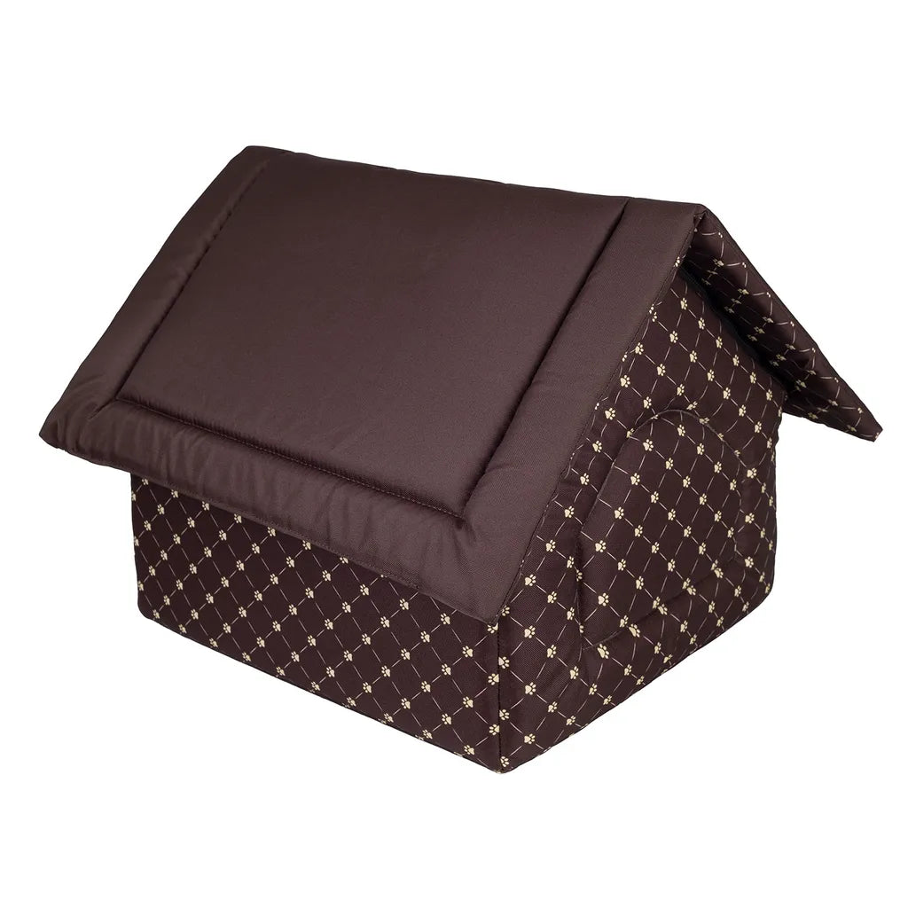  Elegant Hundehöhle, Hundehütte | Größe XL: 44 X 55 X 43 Cm | Farbe: Braun - Muster: Pfoten