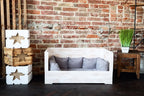  XXL Hundebett Balu Weiß Shabby Mit Kissen 115x54x40,5cm Kistenbett Hundesofa Hundekiste Holzkiste