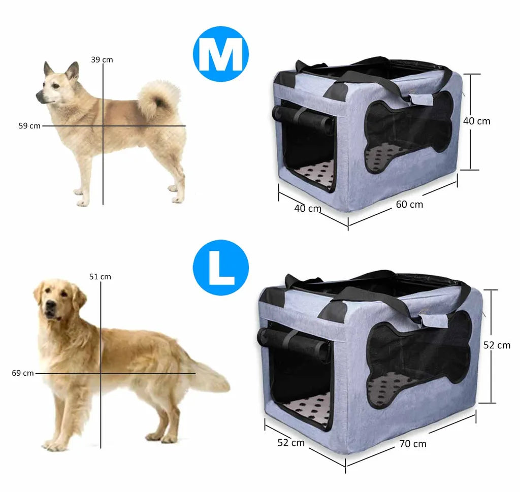  ABISTAB Knochen Transportbox Hunde Und Katze Faltbare Tragetasche Blau Größe M Robuste Atmungsaktive Netz Mit Komfort Und Sicherheit