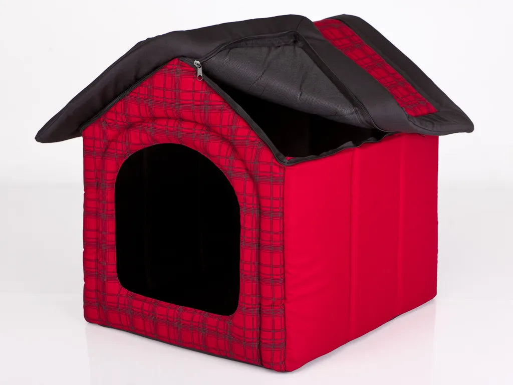  HobbyDog Hundehütte Hundebett Tierbett Katzenbett - Standard - 52 X 53 X 46 Cm [Größe: R3] - Rot Kariert