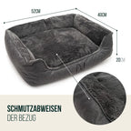  Waschbares Hundebett Mit Wendekissen, Größe L - Grau - 90*70 Cm