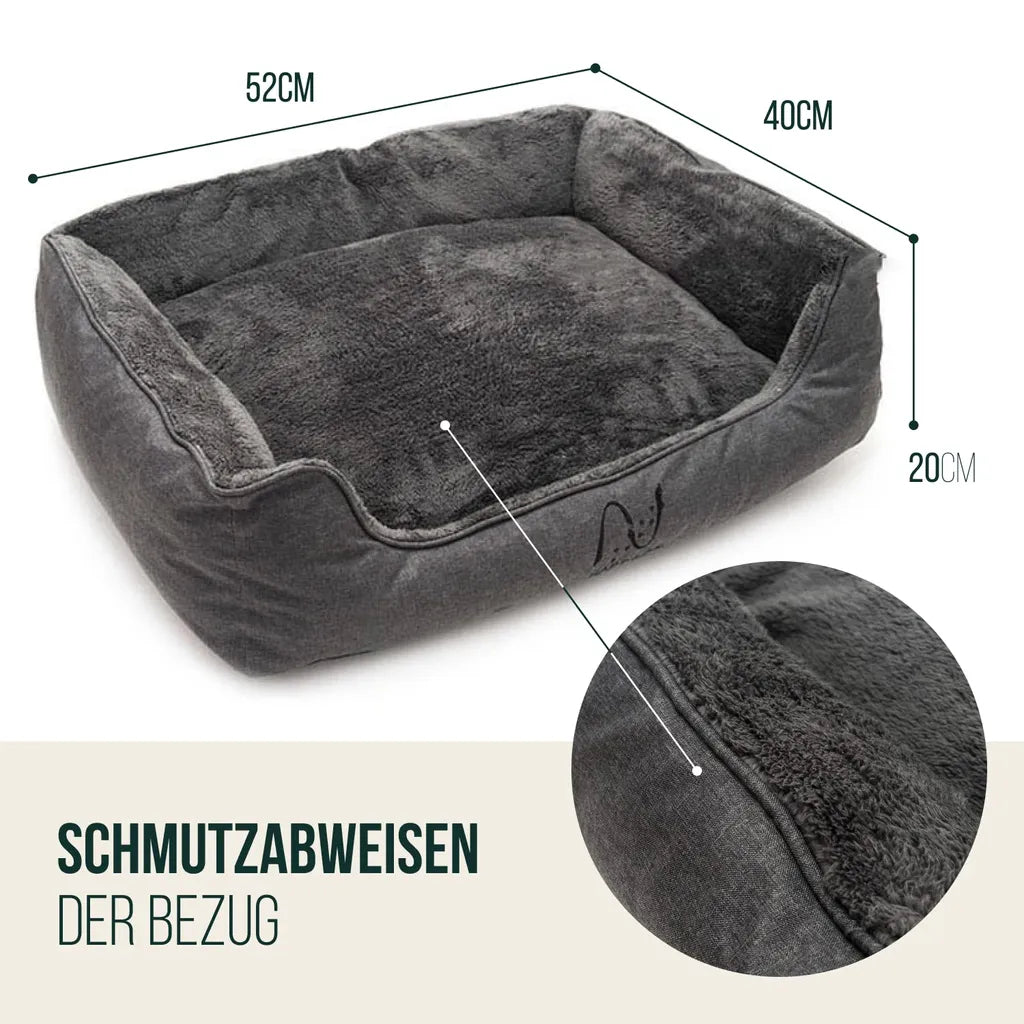 Waschbares Hundebett Mit Wendekissen, Größe L - Grau - 90*70 Cm