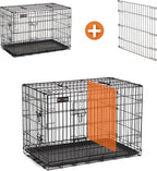  FEANDREA Hundebox Mit 2 Türen 122 X 74,5 X 80,5 Cm Hundekäfig Zusammenklappbar Schwarz PPD48BK