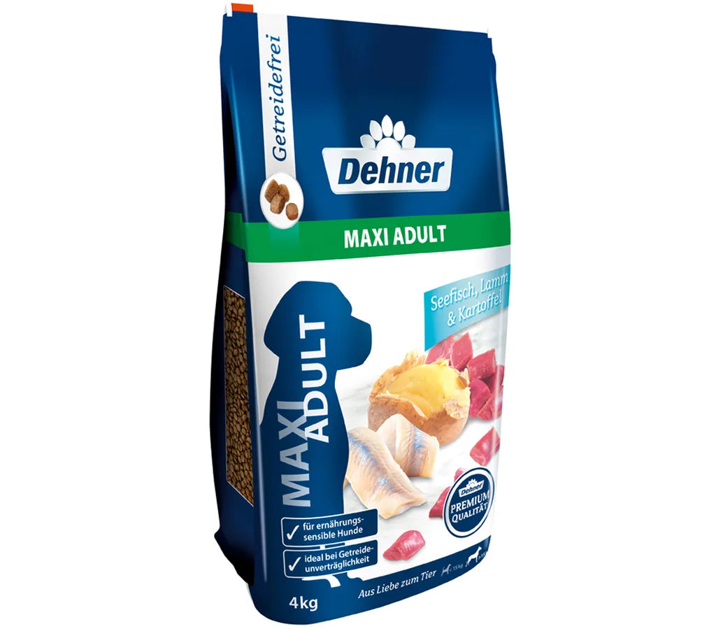  Dehner Premium Hundetrockenfutter Maxi Adult, Seefisch Und Lamm Mit Kartoffel, 4 Kg