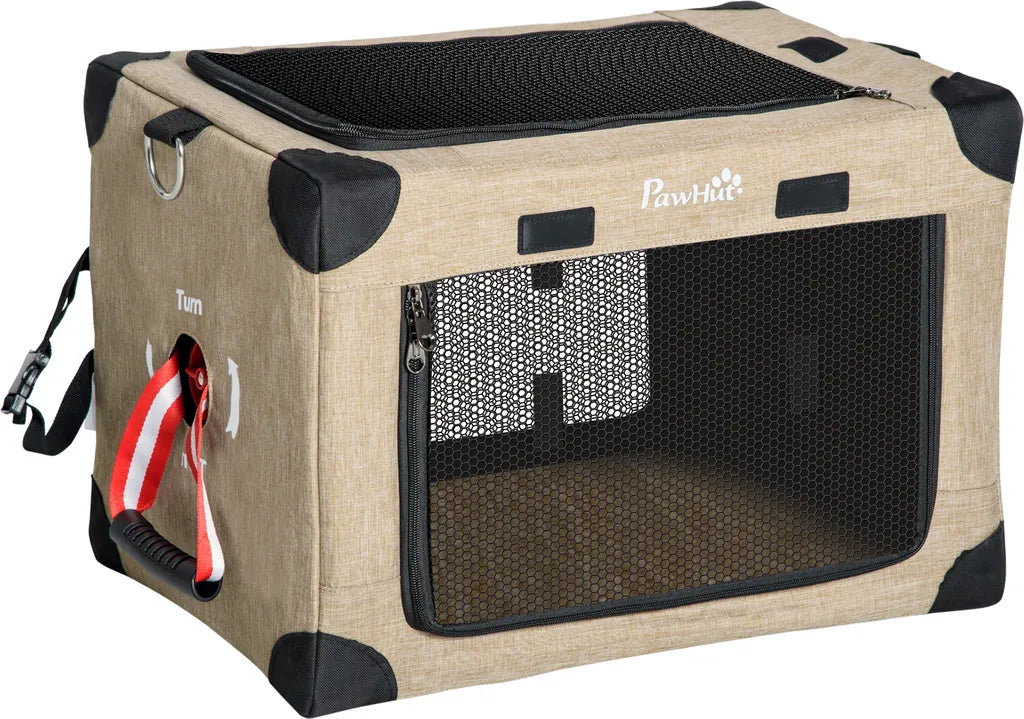  PawHut Hundebox Hundetransportbox Reisebox Faltbar Hundetasche Transporttasche Mit Tragegriff Tragetasche Für Tiere Atmungsaktiv Oxfordstoff Khaki 48,5 X 33,5 X 33 Cm