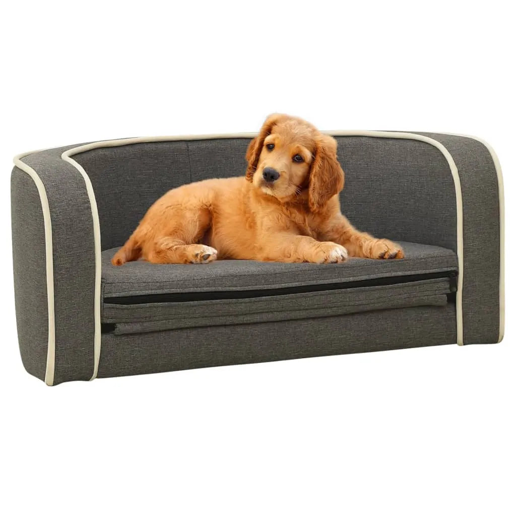  VidaXL Klappbares Hundesofa 76x71x30 Cm Waschbare Kissen Leinen Grau