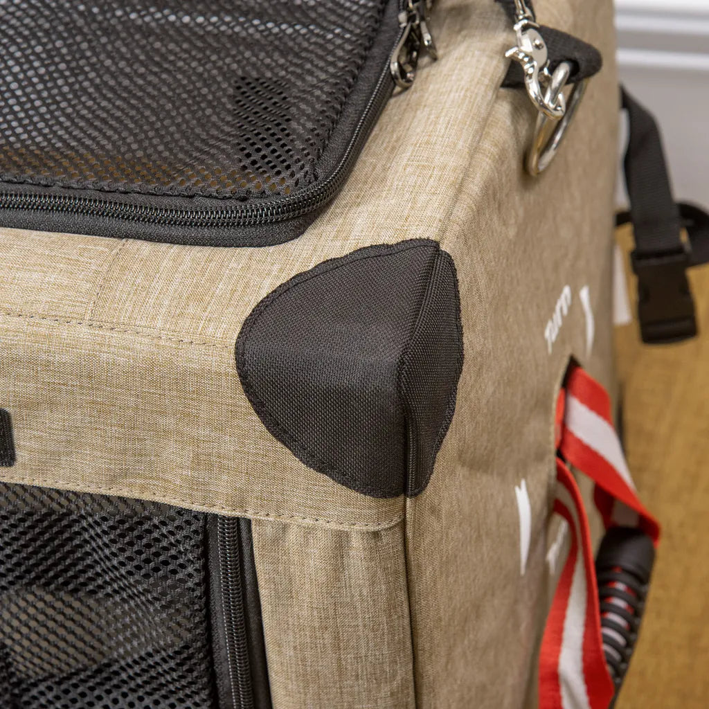  PawHut Hundebox Hundetransportbox Reisebox Faltbar Hundetasche Transporttasche Mit Tragegriff Tragetasche Für Tiere Atmungsaktiv Oxfordstoff Khaki 48,5 X 33,5 X 33 Cm