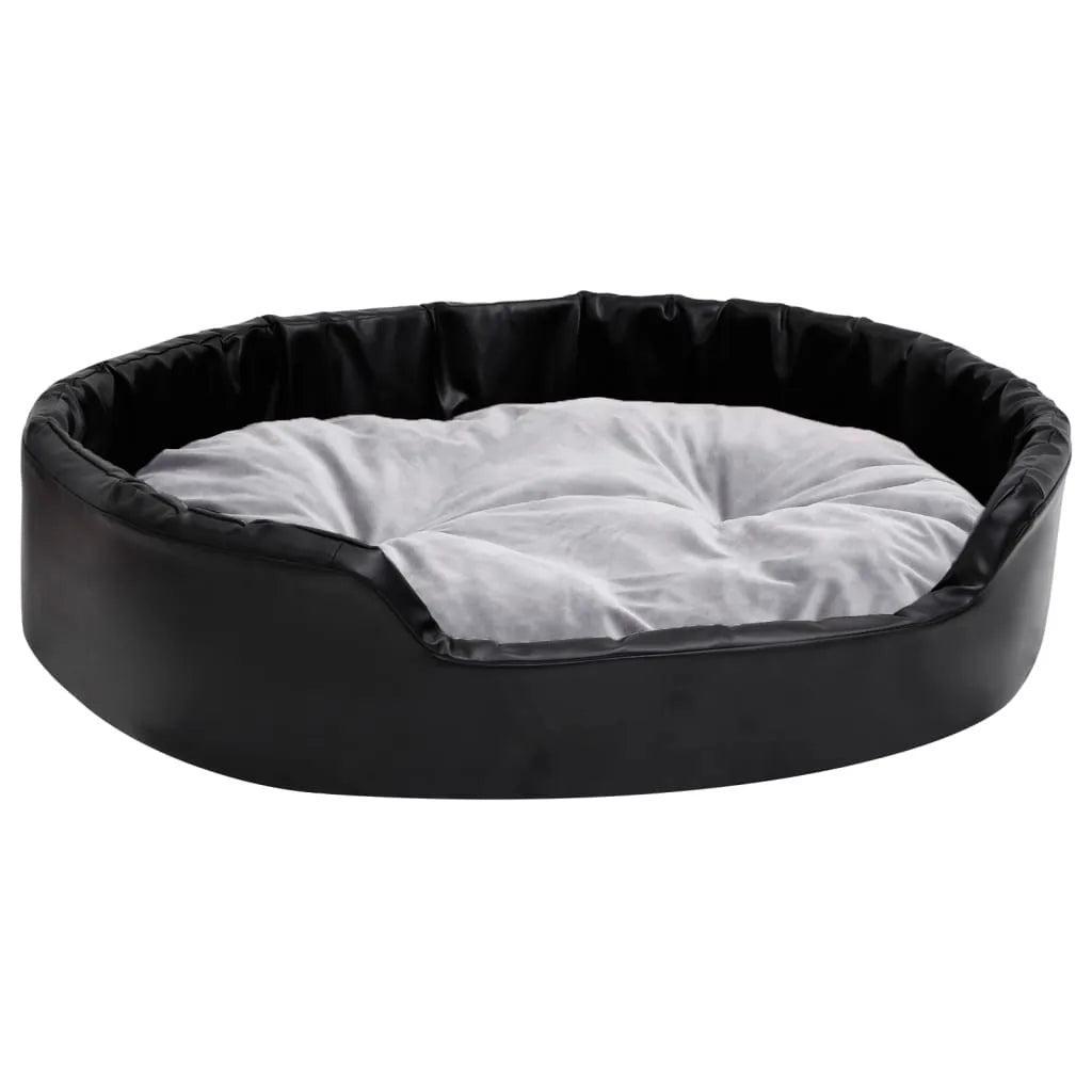  VidaXL Hundebett Schwarz-Grau 90x79x20 Cm Plüsch Und Kunstleder