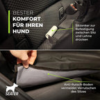  GÜTEWERK SEATER Hundesitz Für Auto Rücksitz Für Kleine Bis Mittlere Hunde Max 45 Cm Schulterhöhe - Stabiles & Wasserfestes Material Schwarz - Hunde-Autositz Für Rückbank Faltbar - Schutz Für Autositze