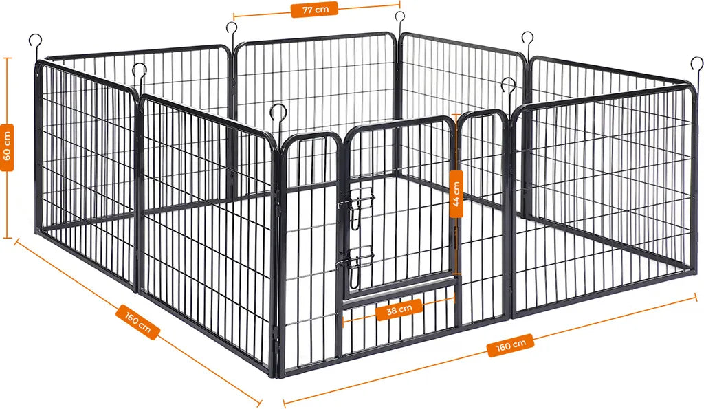  FEANDREA Welpenauslauf 8-Eck Laufgitter Welpenlaufstall Welpen Freigehege Hundegehege Laufstall Zaun Gitter Welpen Schwarz PPK86H