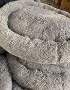  Hundebett Katzenbett Flauschige Hundekissen Haustier Tierbett Hundekorb Kissen Weiches Plüsch Rundes Haustierbett Grau 60 Cm