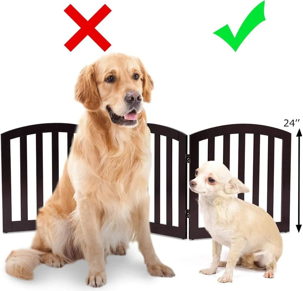 COSTWAY 3-teiliges Absperrgitter Hunde, Schutzgitter Holz, Klappbar, Treppengitter Hundeabsperrgitter Türschutzgitter, Braun