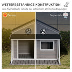  PawHut Hundehütte Aus Massivholz Kleintierhaus Isoliertes Hundehaus Mit Terrasse Asphaltdach Outdoor Wetterfeste Hütte Für Draußen Grau 127 X 112 X 109 Cm