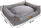  Hundebett Waschbares Hundesofa Mit Rand Und Wendekissen, Hundekissen Aus Cordura Und Samt, Grau Und Flachs 85x70 [123]