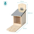  Navaris Eichhörnchen Futterhaus Wetterfest Aus Holz Und Metall - Futterkasten Futterautomat Für Garten Balkon - Futterstation Mit Prellschutz