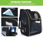  Pecute Hundetransportboxen Haustier Rucksack Hunderucksack Bis 5kg,mit Transparentes Fenster Schwarz,Erweiterbar Faltbar, Für Hunde Katzen Haustiere(34 * 27 * 42cm)